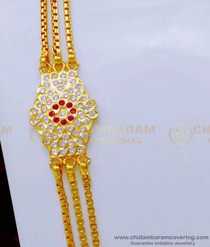 MCHN460 - Latest Flower Design 3 Line Mugappu Chain Buy Online